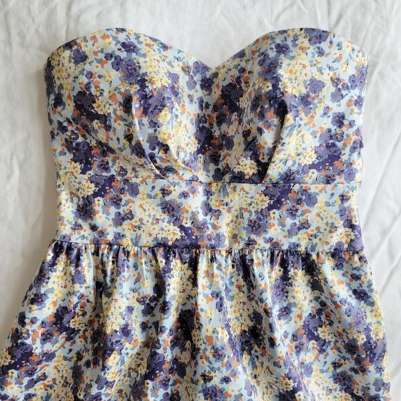 Easy Wear Floral Strapless Dress Blue Cotton EU 38 (Spain) S - Picture 5 of 10